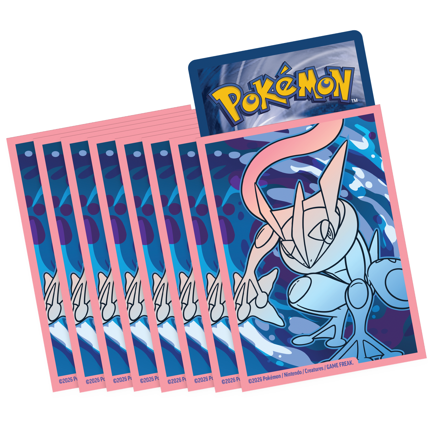 Pokémon kaarthoezen met Greninja en het Pokémon logo.