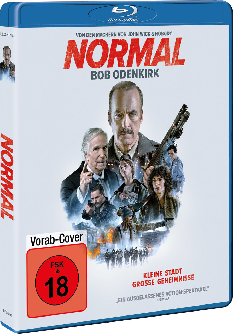 Blu-ray-Cover mit Bob Odenkirk und Ensemble, Action-Szene im Hintergrund.