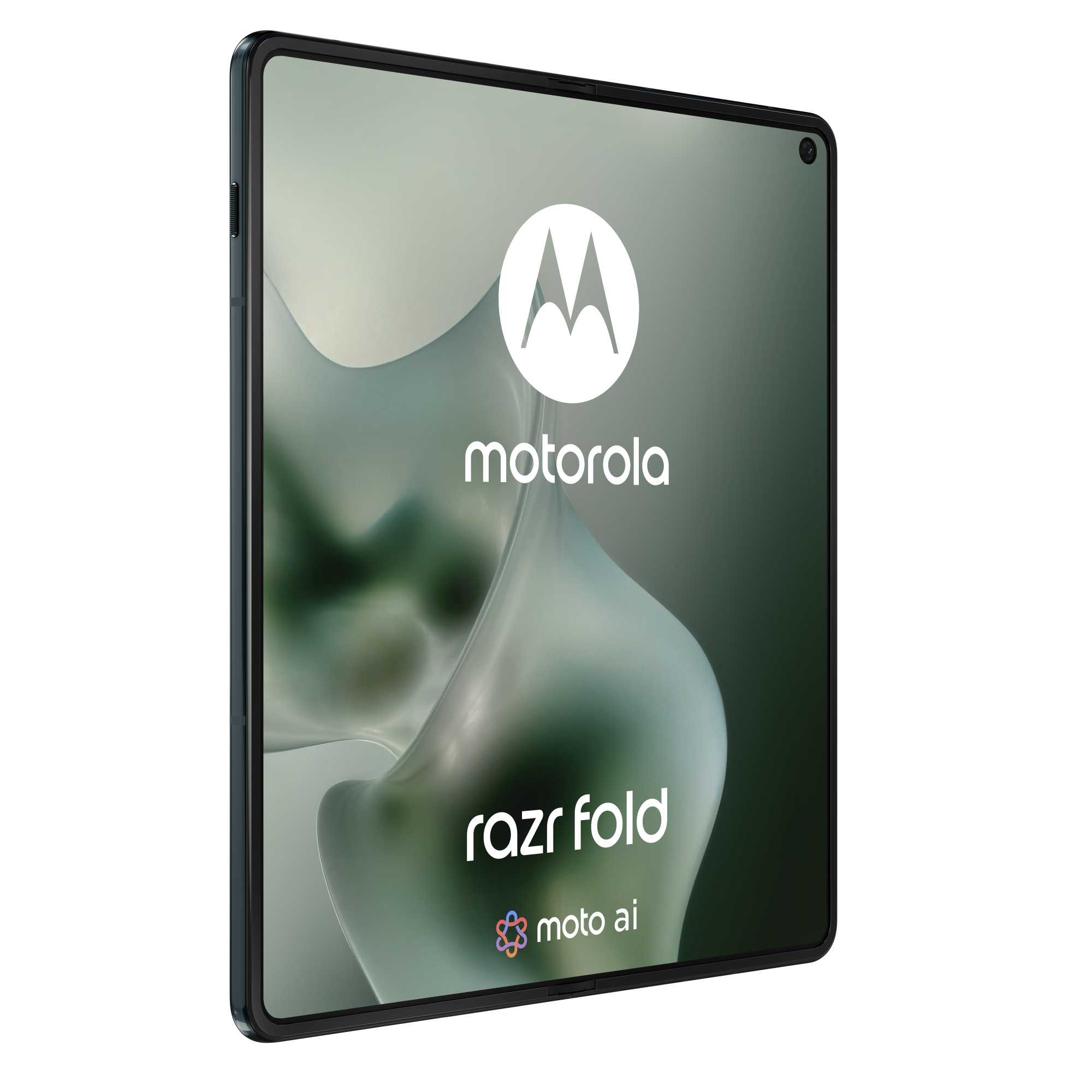 Smartfon Motorola Razr Fold wyświetlający falisty wzór w tle.