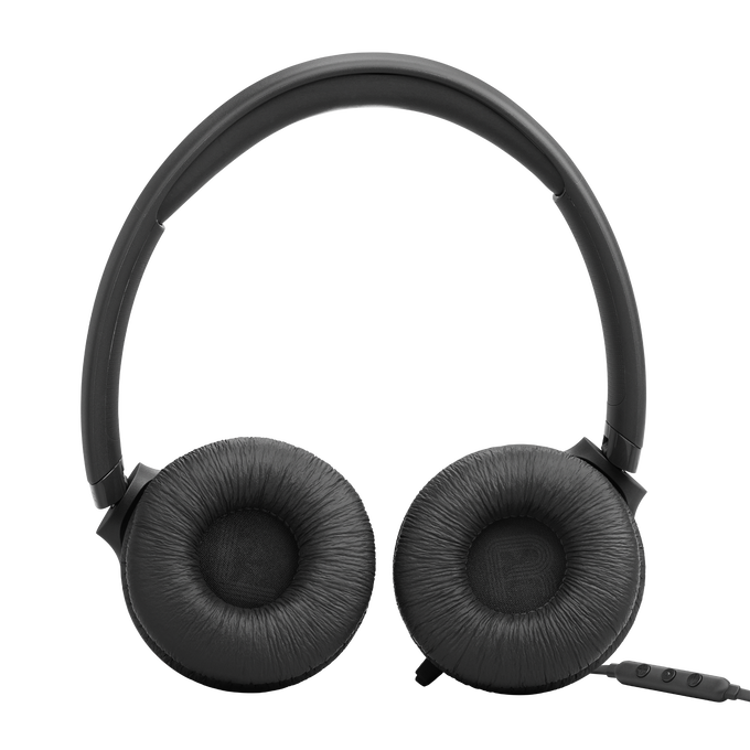 Auriculares negros con almohadillas acolchadas y diadema ajustable. Conexión por cable.