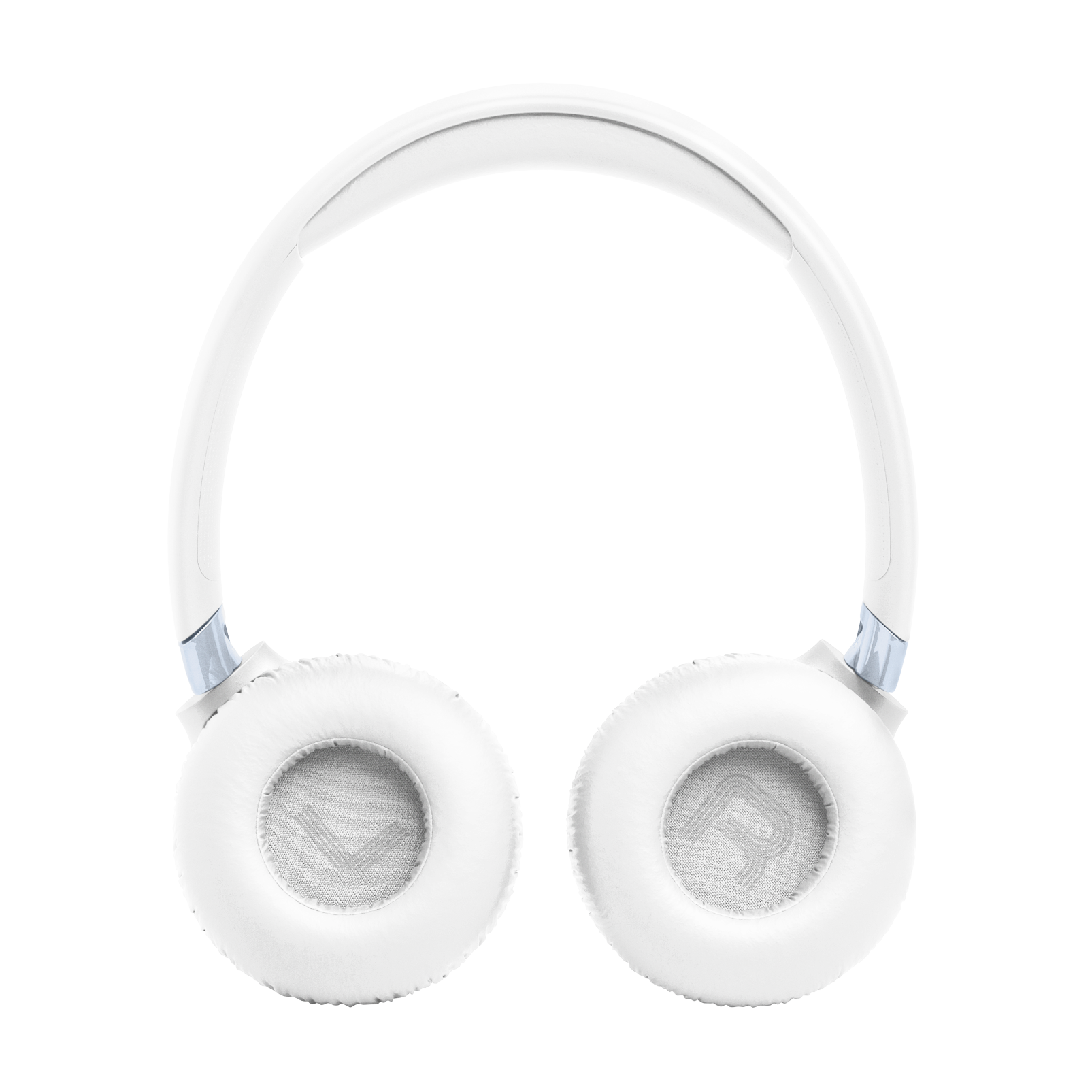 Auriculares blancos con almohadillas y marcas L/R.