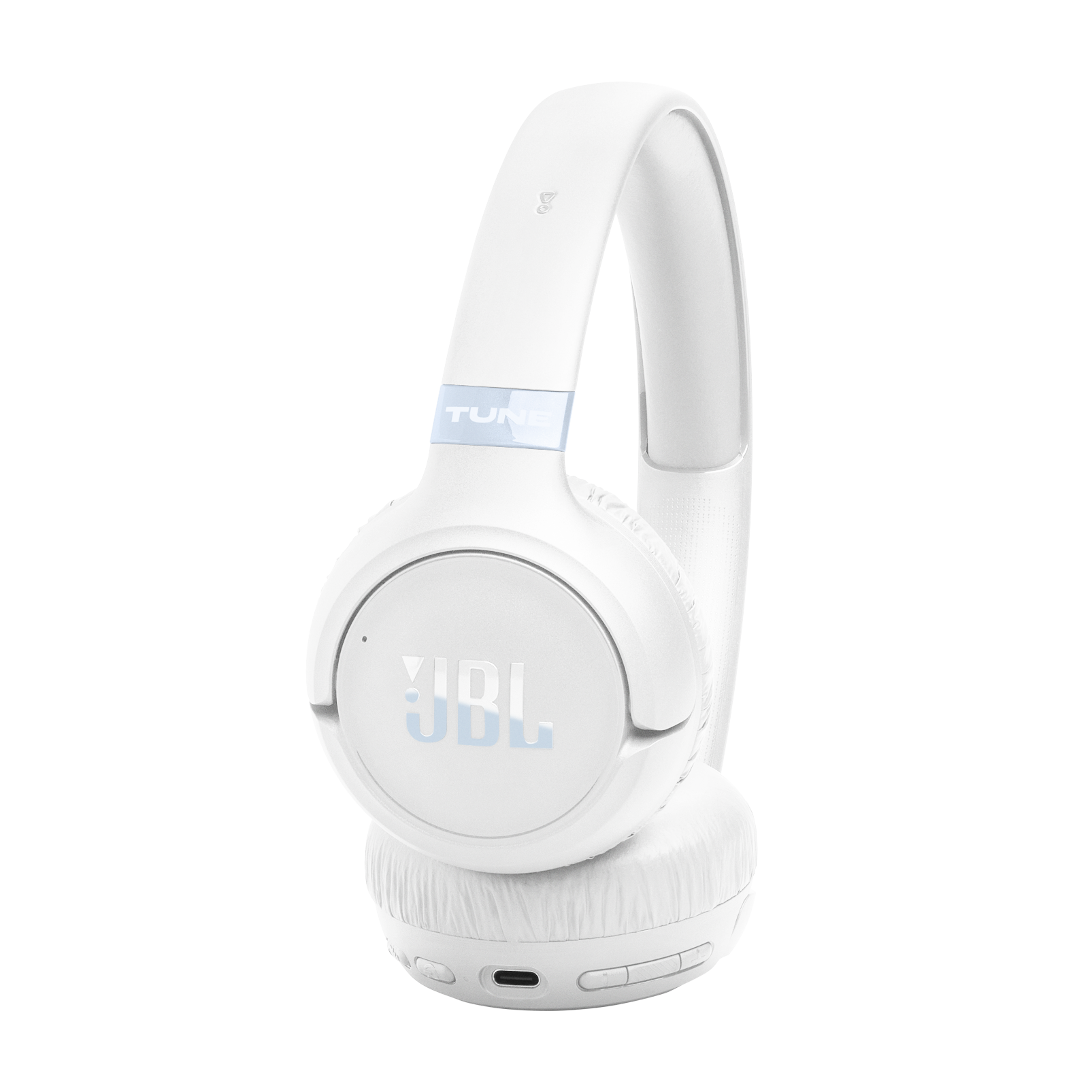 Auriculares blancos con logo JBL y texto "TUNE".