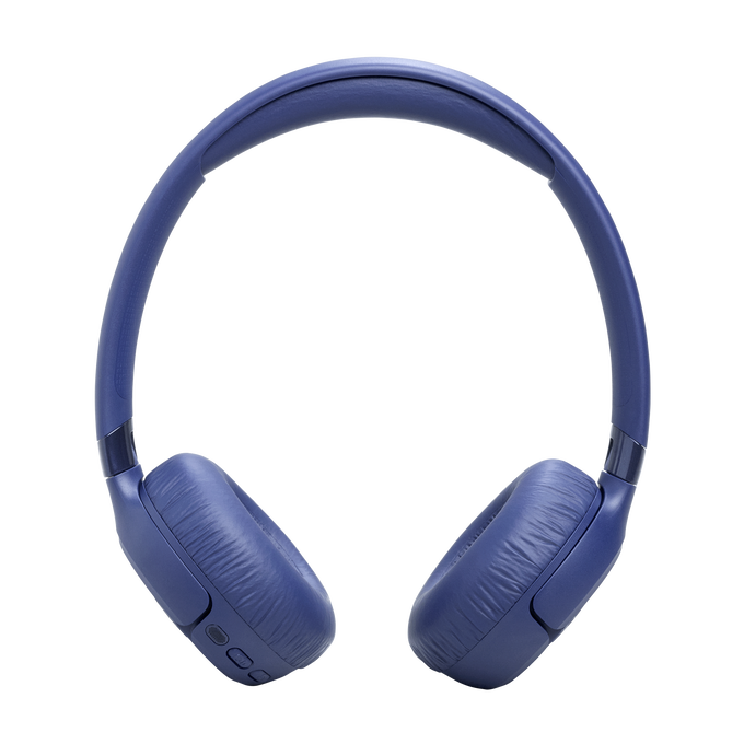 Auriculares azul oscuro con almohadillas acolchadas y diadema ajustable sobre fondo negro.