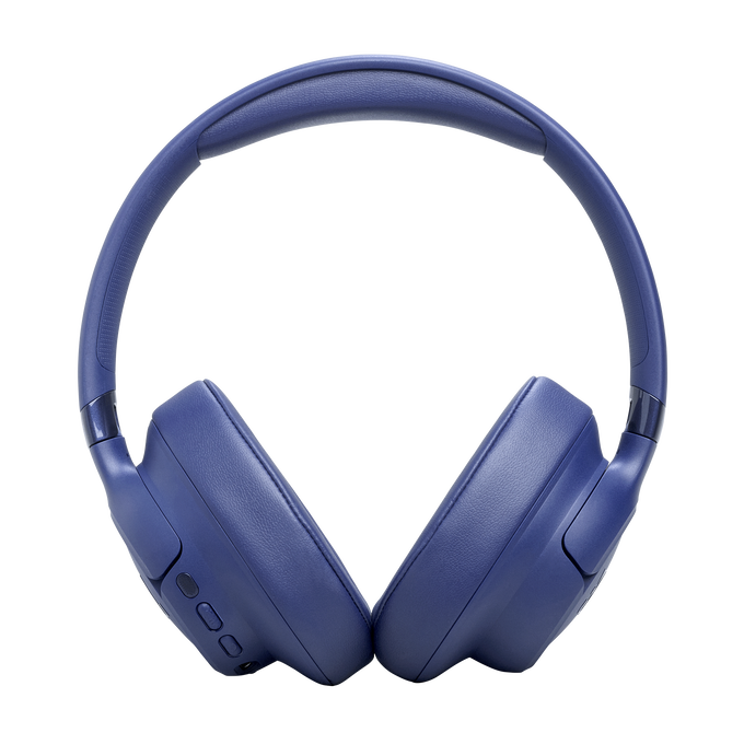 Auriculares inalámbricos azul oscuro con diadema y almohadillas acolchadas.