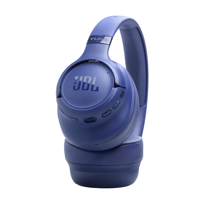 Auriculares JBL azul oscuro con logo "TUNE", sobre fondo negro.