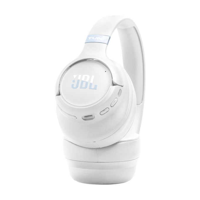 Auriculares JBL blancos con logo azul y texto TUNE en la diadema.