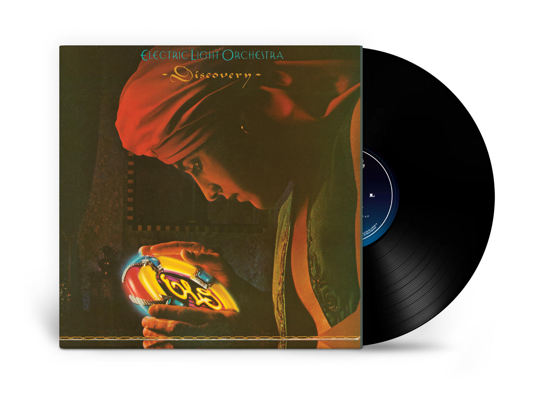 Vinyl-Schallplatte neben dem Albumcover von Electric Light Orchestra.