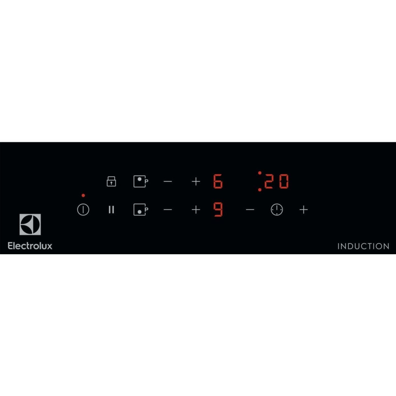 Piano cottura a induzione Electrolux con display digitale e controlli.