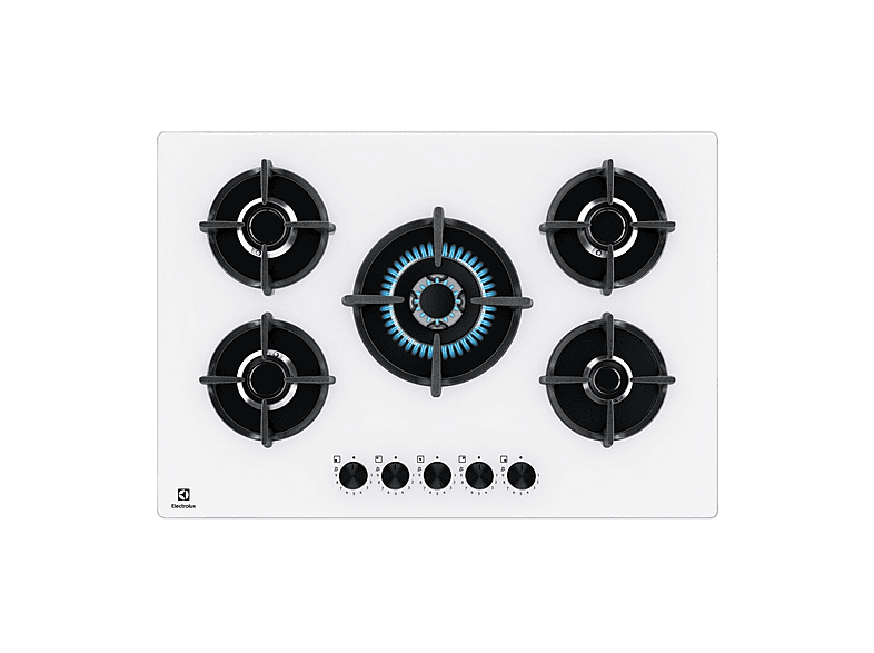 ELECTROLUX EGG75372W PIANO COTTURA GAS, 5 zone di cottura, dimensioni: L 74 cm, P 51 Bianco
