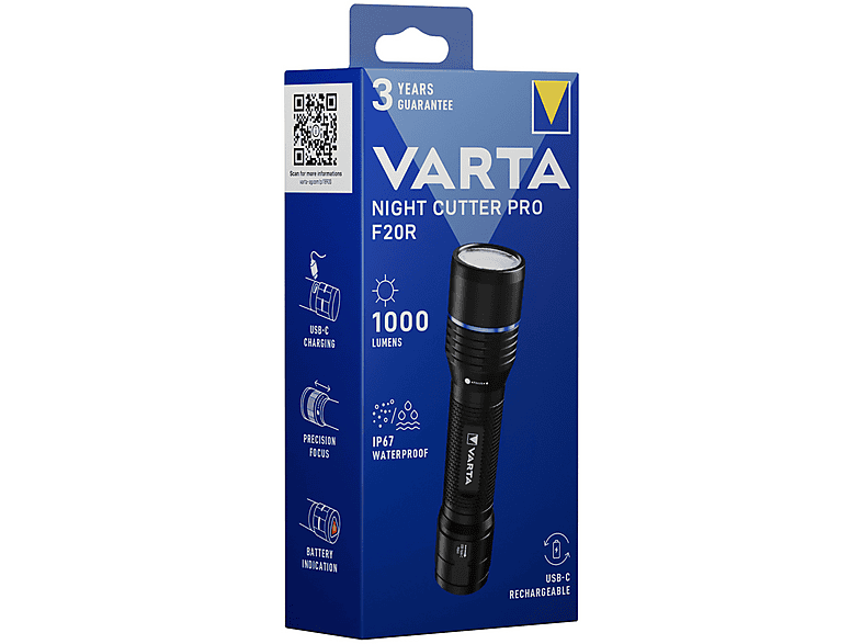 Varta Night Cutter Pro F20R Taschenlampe, 1000 Lumen, Schwarz — Foto 4 von 4