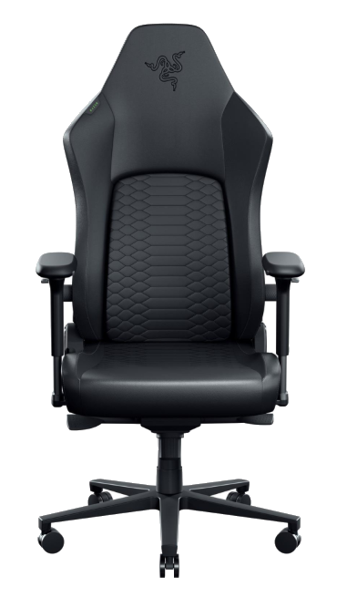 Czarny fotel gamingowy z logo Razer i akcentem imitującym skórę węża.