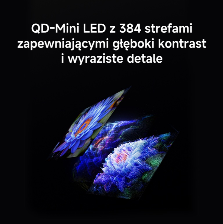 Abstrakcyjne niebieskie i fioletowe wzory na czarnym tle.