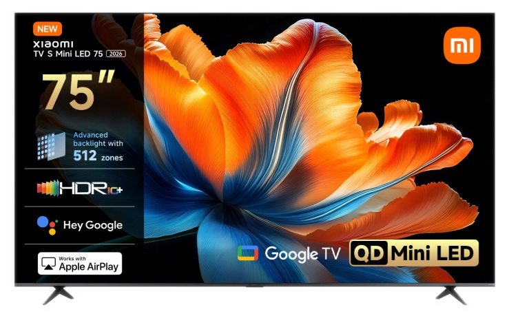 Telewizor Xiaomi Mini LED 75 cali z Google TV i zaawansowanym podświetleniem.