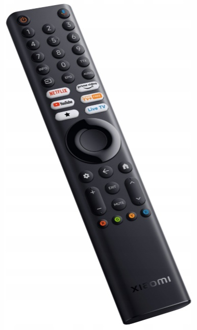 Czarny pilot z przyciskami Netflix, YouTube, Prime Video i Live TV.