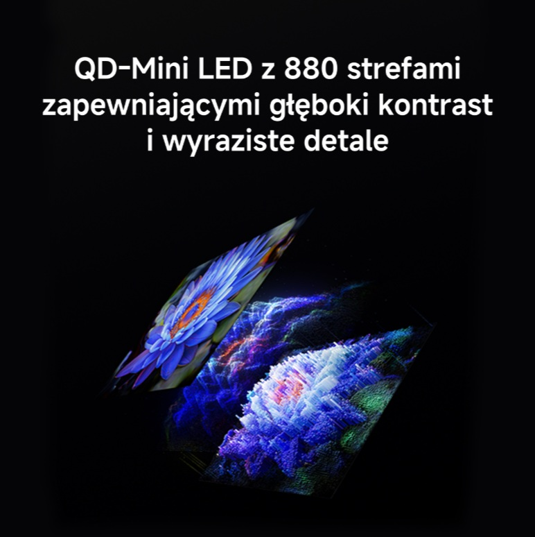 Niebieski lotos i abstrakcyjna formacja kryształu na ciemnym tle.