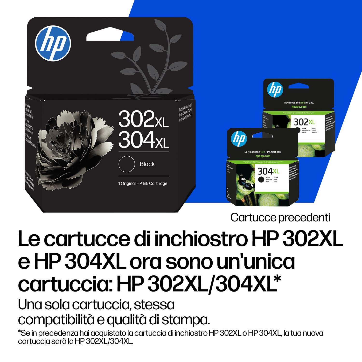 Cartucce HP 302XL/304XL: Nera, immagine dettagliata del prodotto con confezione.