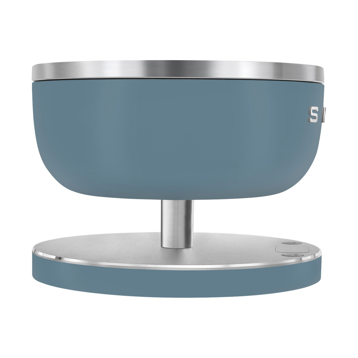 Una planetaria blu con bordo e base argentati.
