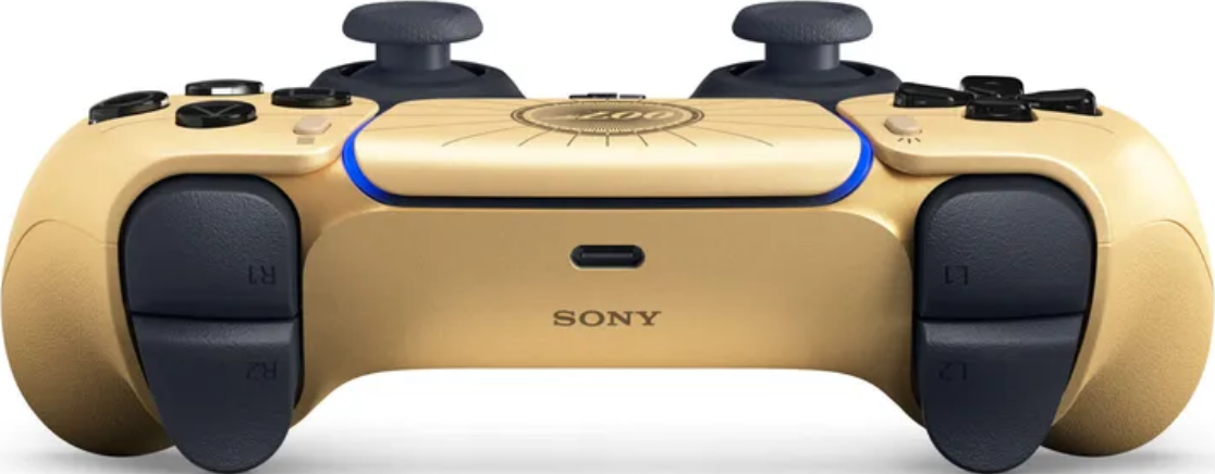 Controller PlayStation dorato con pulsanti scuri e logo 007.