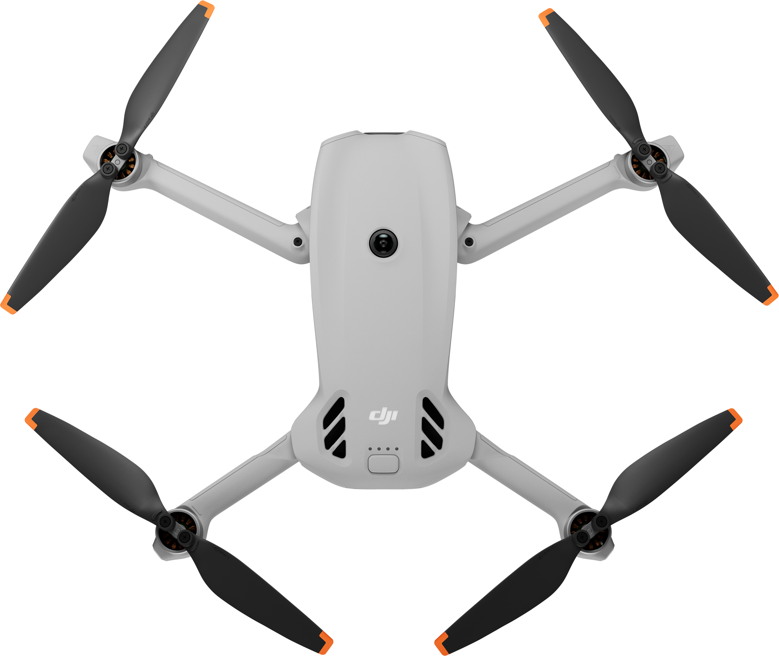 Egy szürke DJI drónmodell négy felfelé és kifelé mutató propellerrel.