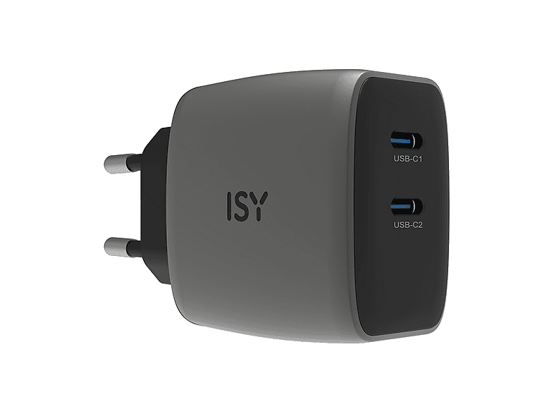 CARICABATTERIA ISY IAC-7045 CARICATORE GAN da 45W, Grigio