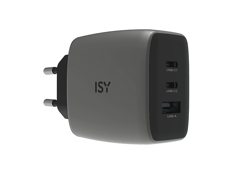CARICABATTERIA ISY IAC-7065 CARICATORE GAN da 65W, Grigio scuro