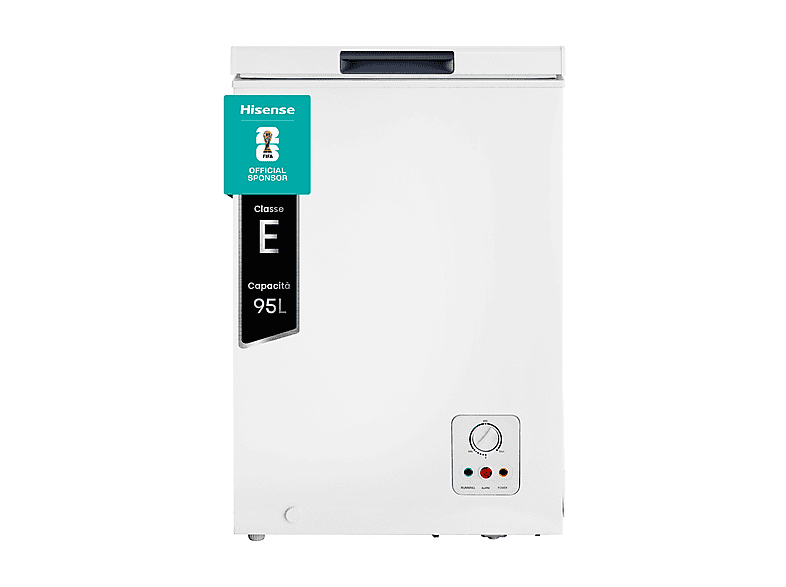 HISENSE MCF95E Congelatore pozzo, Capacità netta 95 l, dimensioni: L 54,6 cm, A 85,4 P 47,9 Rumorosità 40 dB(A), Bianco / Lamiera, Classe F