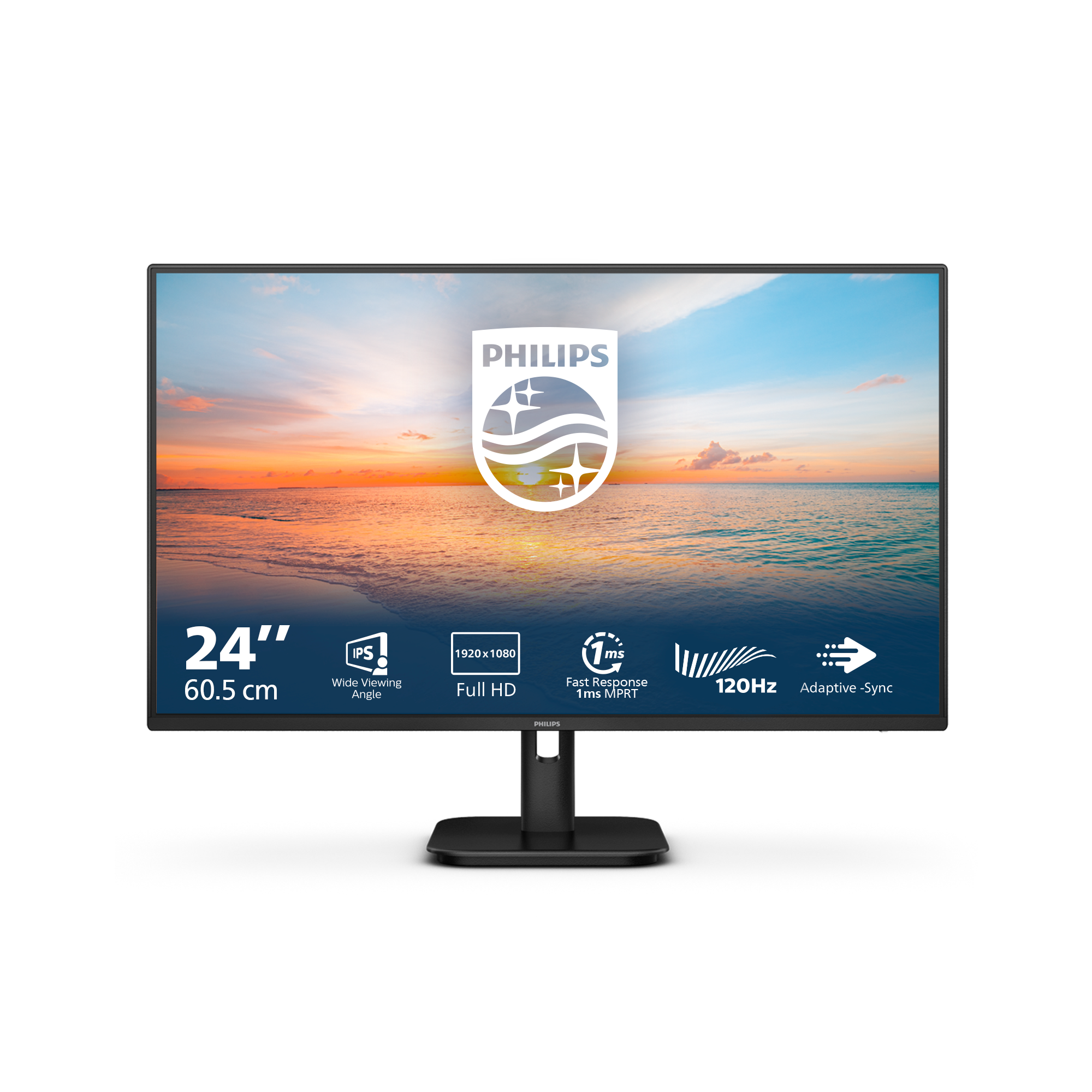 24-Zoll Philips Monitor mit IPS, Full HD, 1ms und 120Hz.