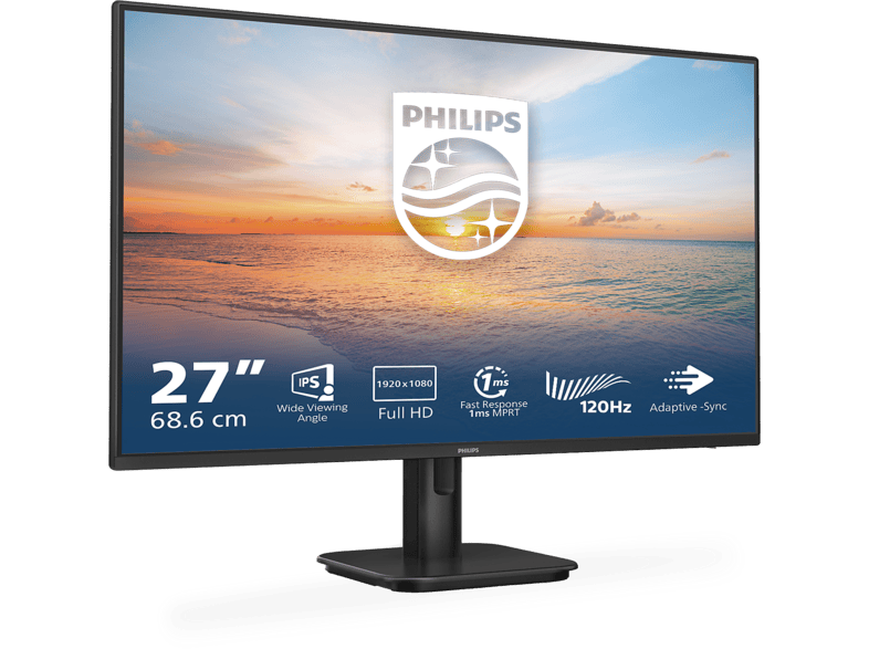 PHILIPS 27E1N1100A/00 27 Zoll Monitor, Full-HD, 4 ms Reaktionszeit, 250 cd/m², 100 Hz, Schwarz — Foto 2 von 5