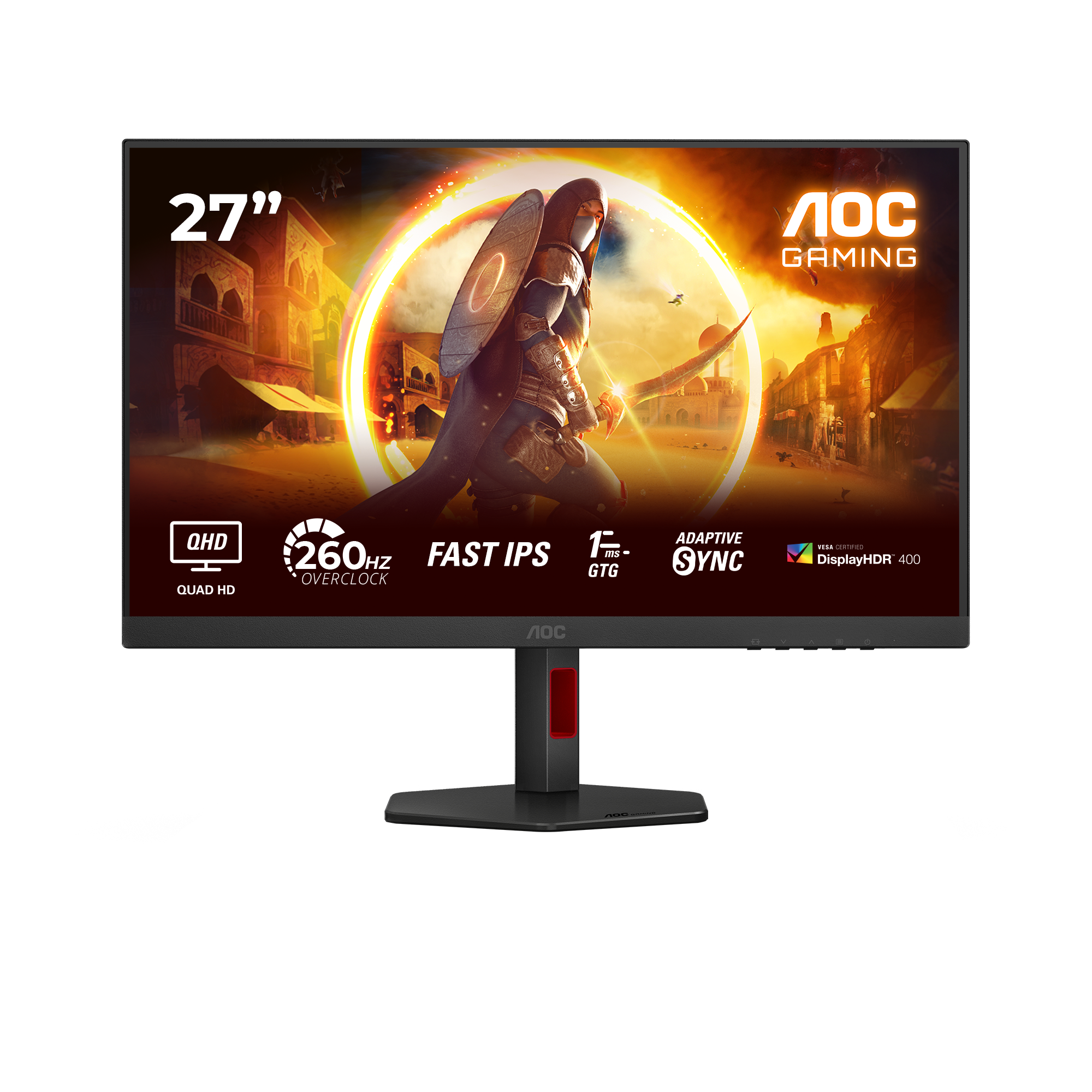 27-Zoll-Monitor mit Gaming-Motiv, QHD, 260Hz, Fast IPS, 1ms GTG, Adaptive Sync.