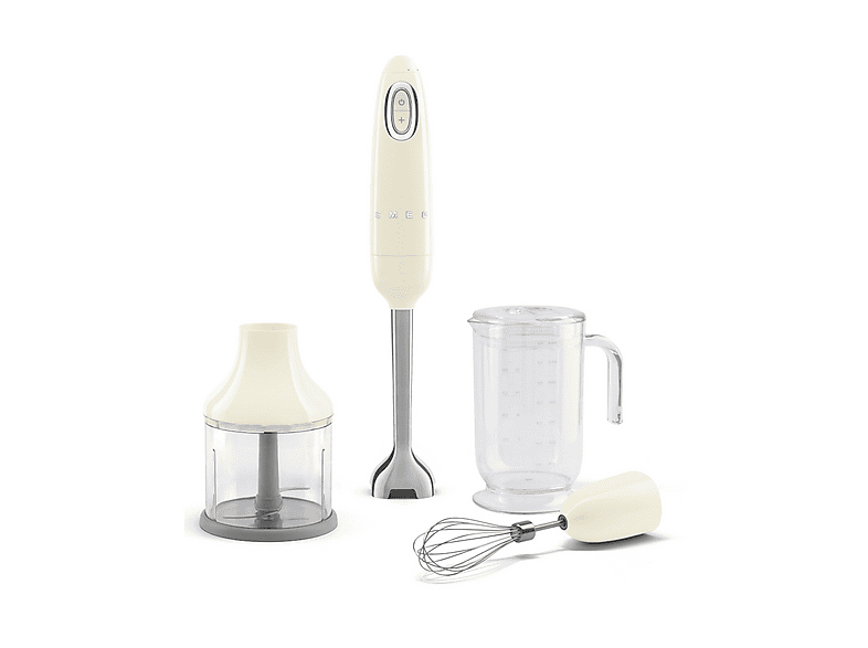 Frullatore ad immersione SMEG HBF03CREU, Potenza massima 700 W, Recipiente da 1.4 l, Livelli di potenza 2 velocità, crema