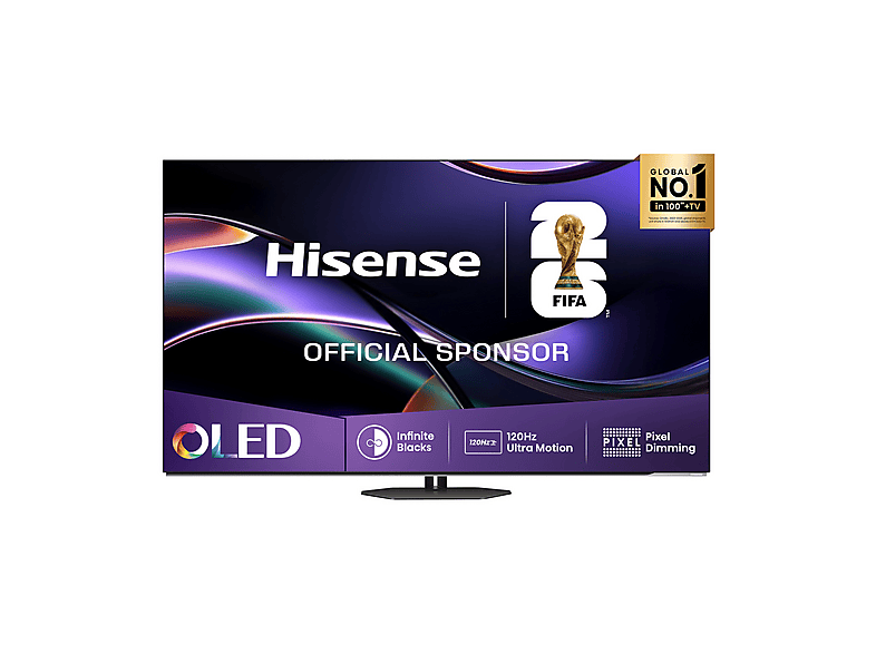 HISENSE 55A85Q TV OLED, SMART TV, 55 ”, Processore Quad Core / MT9618, Metallo, Classe G