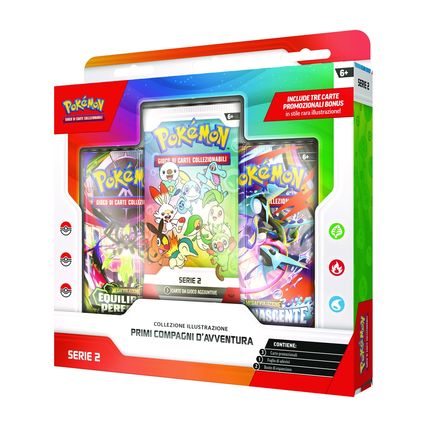 Gioco di Carte Collezionabili Pokémon, Serie 2, con tre carte promozionali.