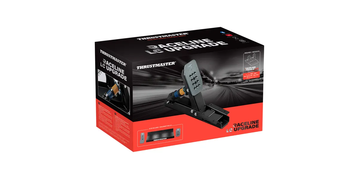 Verpackung für Thrustmaster Raceline LC Upgrade mit Pedalen und Zubehör.