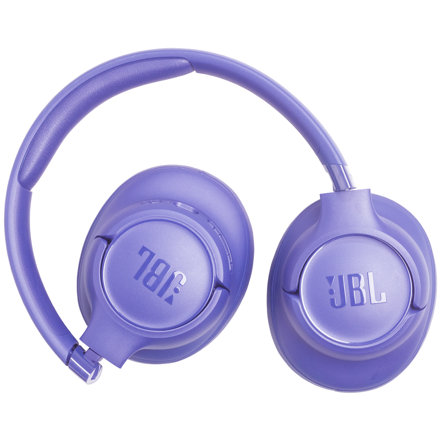 Paarse JBL koptelefoon met hoofdband, op zwarte achtergrond.
