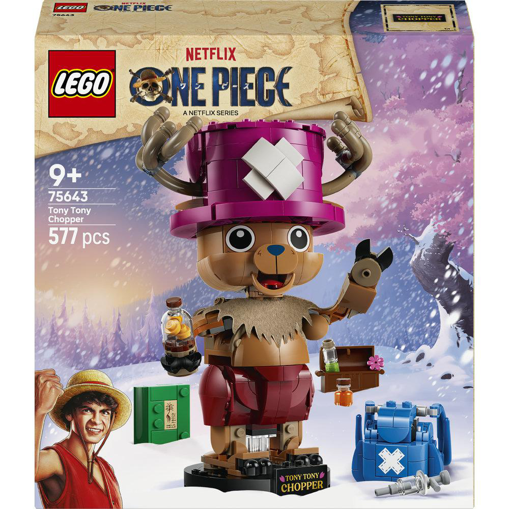 Lego-Set von Tony Tony Chopper aus One Piece mit Figur, Zubehör und Anleitung.
