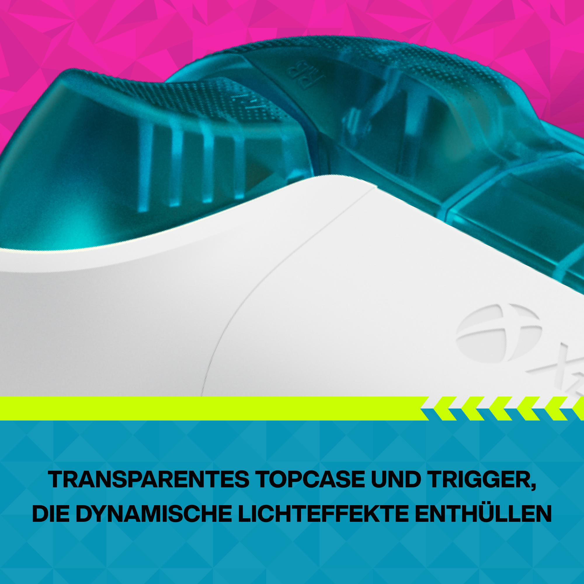 Transparente Oberseite und Trigger enthüllen dynamische Lichteffekte.