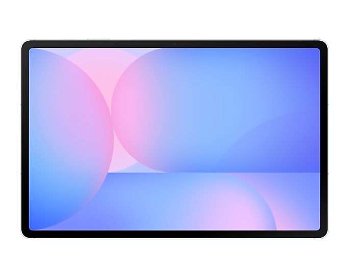 Nowoczesny tablet z minimalistycznym, kolorowym tłem na białym tle.