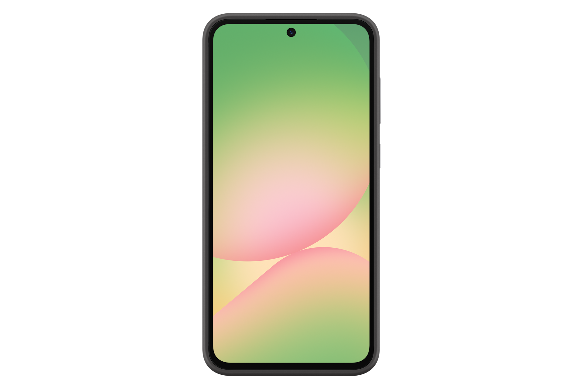 Smartfon wyświetla na ekranie gradient od zielonego do różowego.
