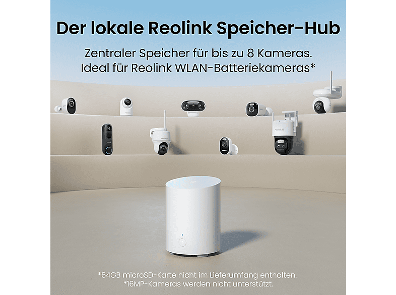 REOLINK Hub 1 Lite Sicherheitszentrale, lokaler Speicher für bis zu 8 Kameras, AES-128-Bankenverschlüsselung, KI-Zusammenfassung und Dualband-WLAN ,