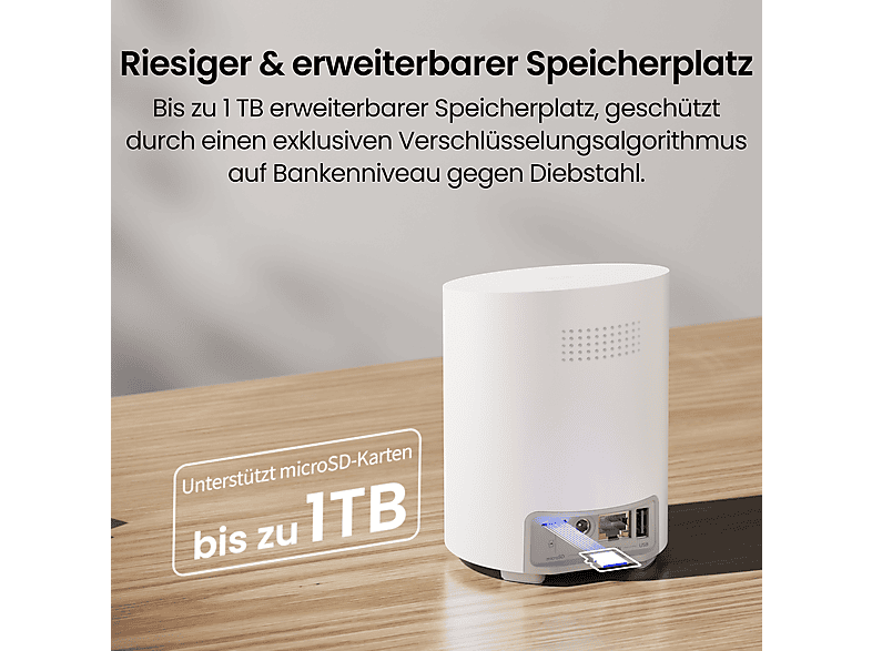 Reolink Hub 1 Lite Sicherheitszentrale, lokaler Speicher für bis zu 8 Kameras, AES-128-Bankenverschlüsselung, KI-Zusammenfassung und Dualband-WLAN — Foto 4 von 5