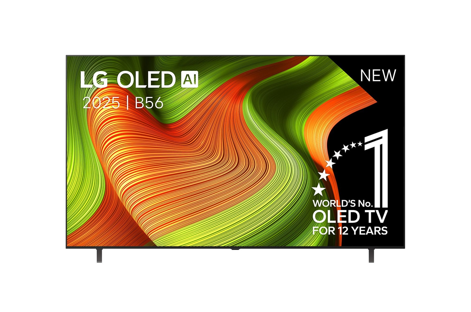 Telewizor LG OLED ze wzorem abstrakcyjnym i napisem "Nr 1 TV OLED od 12 lat".