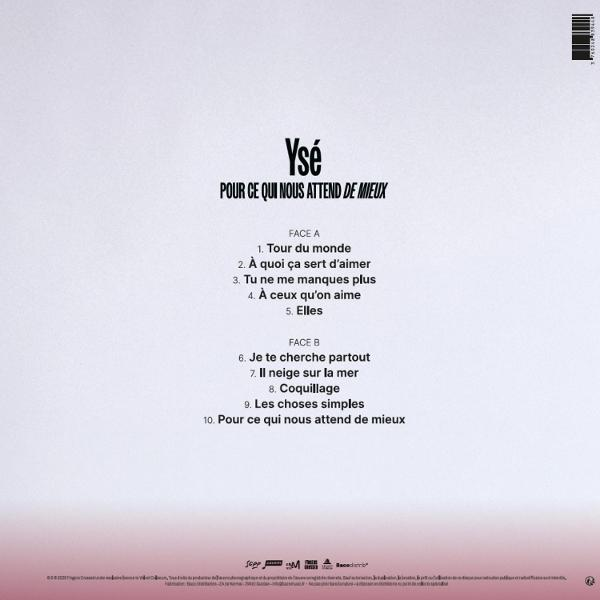 Albumcover mit Titel und Songliste: Ysé, Pour ce qui nous attend de mieux. Face A & B.