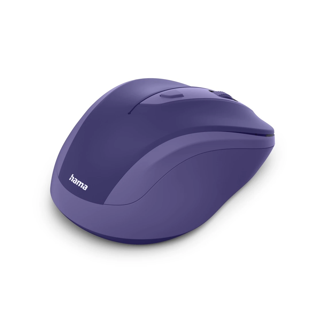 Eine violette Computermaus mit dem Hama-Logo auf weißem Hintergrund.