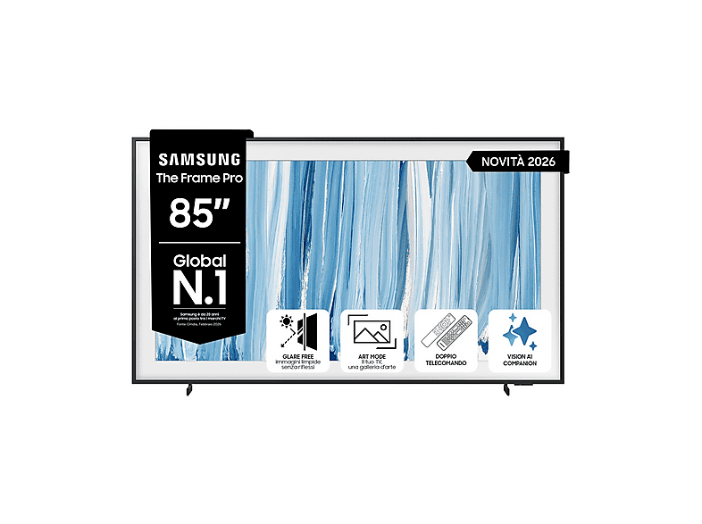 SAMSUNG The Frame Pro AI TV 85" QE85LS03HWUXZT 4K, Processore NQ4 Gen3, 4K Upscaling