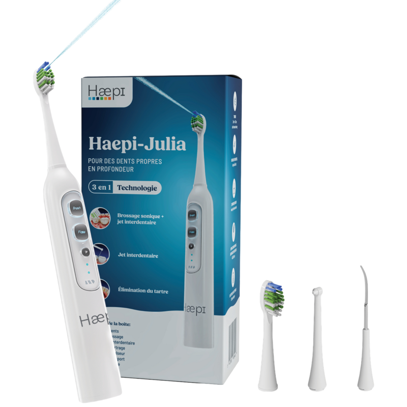 Haepi Julia 3-in-1 Sonic Toothbrush with Water Flosser and Plaque Remover