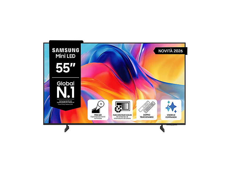 SAMSUNG Mini LED AI TV 55” UE55M70HAUXZT 4K, Processore 4K, 4K Upscaling, Color Booster, OTS Lite, Metal Stream Design, Vision Smart TV, 2026