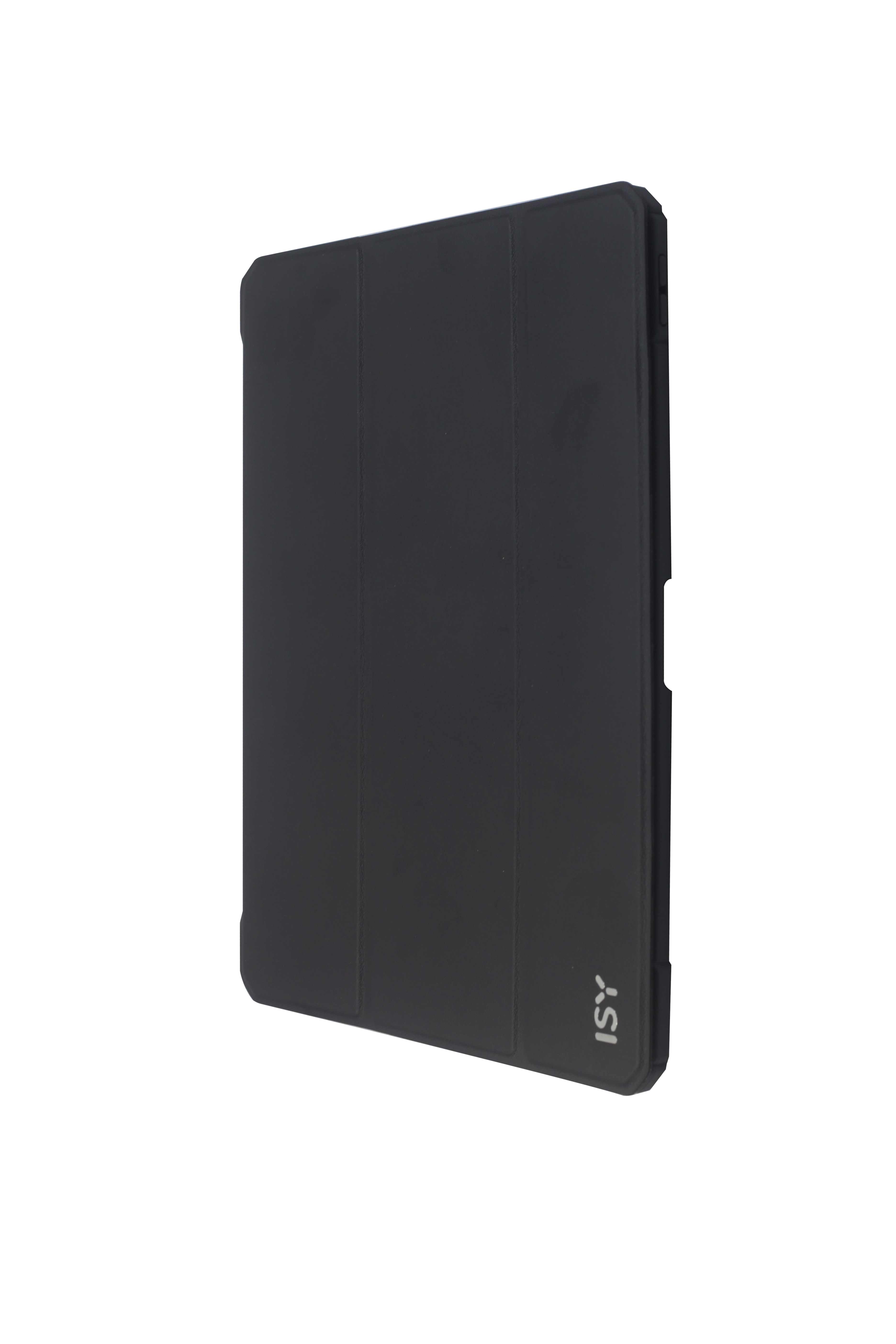 Fekete tablet tok hajtogatott előlappal és ISY logóval.