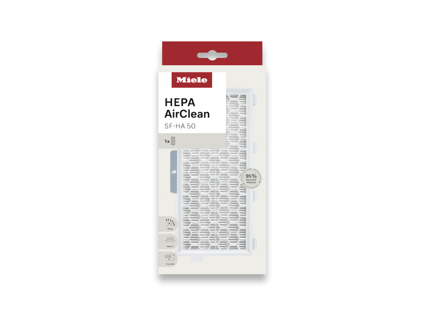 Miele HEPA AirClean SF-HA 50 Filterpackung mit Wabendesign, 95% recyceltes Material.