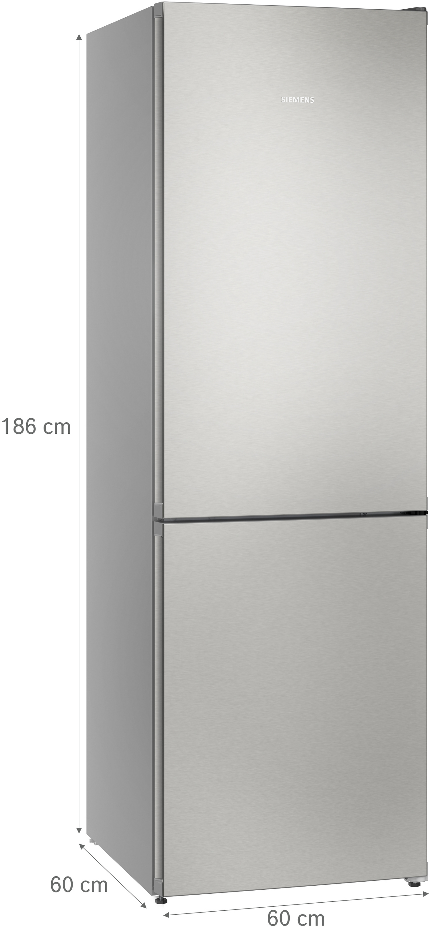 Ein hochglanzpolierter Siemens Kühlschrank mit zwei Türen.