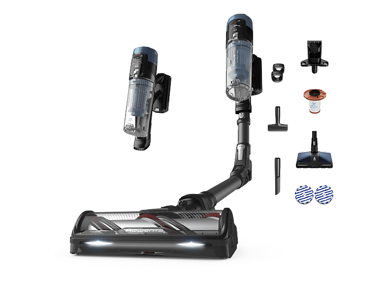 Aspirador escoba - Rowenta X Force Flex 14.80, Aspira y friega, Potencia succión 240 AW, 670 W, 90 min autonomía, 1,8 kg, Tubo Flex, 0.65 l, Azul